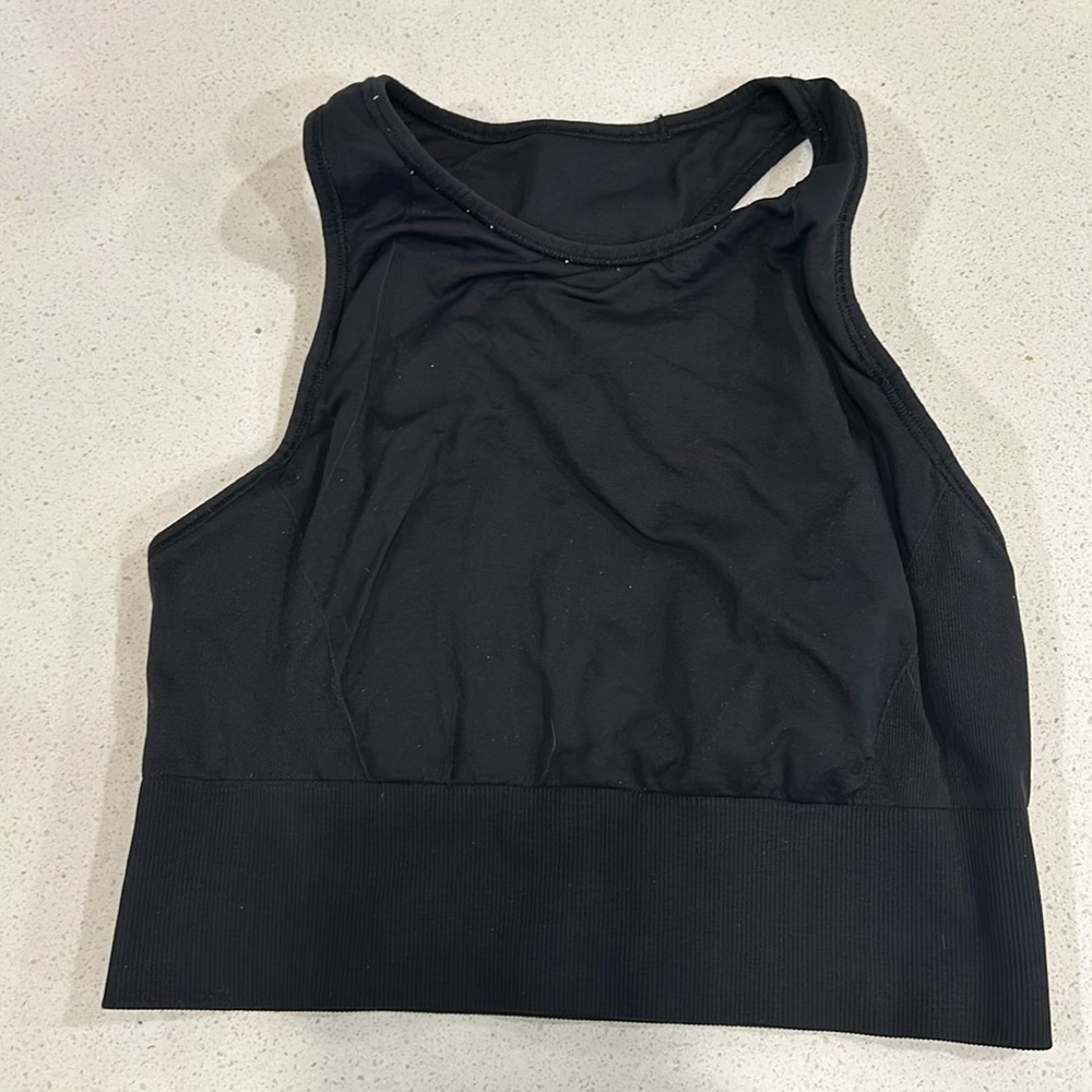 Lululemon black long line sports bra. size 4